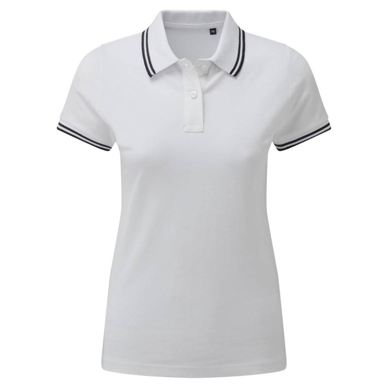 Poloshirt Mit Kontrastfarbenen Streifen Damen Weiss M von Asquith & Fox