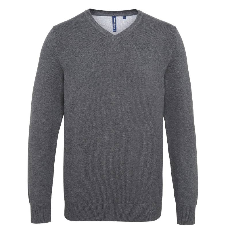 Reichen Vausschnitt Pullover Herren Charcoal Black L von Asquith & Fox