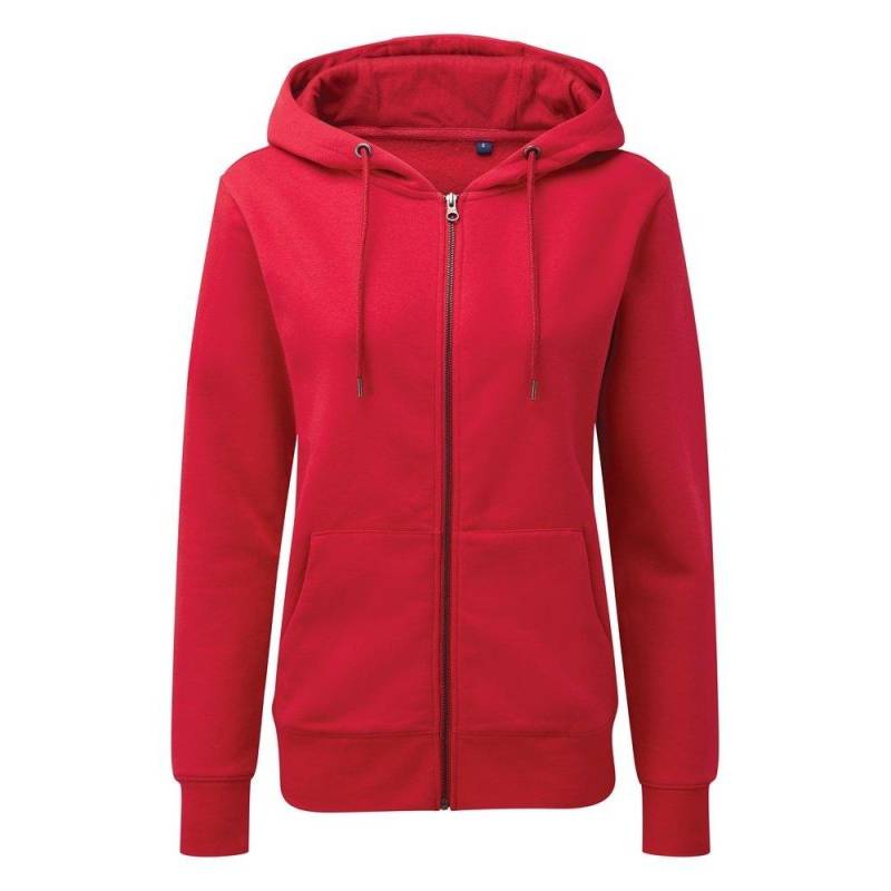 Zip Through Organic Pullover Damen Rot Bunt 40 von Asquith & Fox