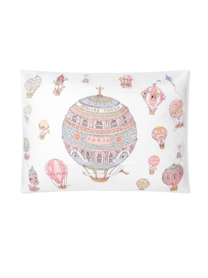 Atelier Choux Ballon-print satin cushion - White von Atelier Choux