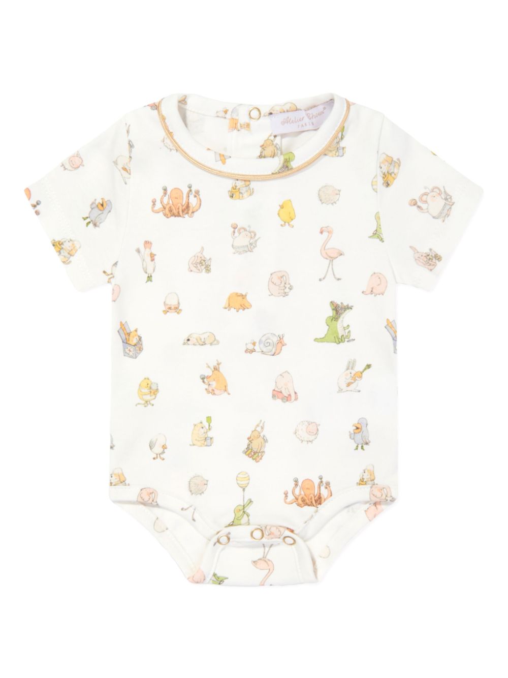 Atelier Choux Bébé Choux-print cotton body - White von Atelier Choux