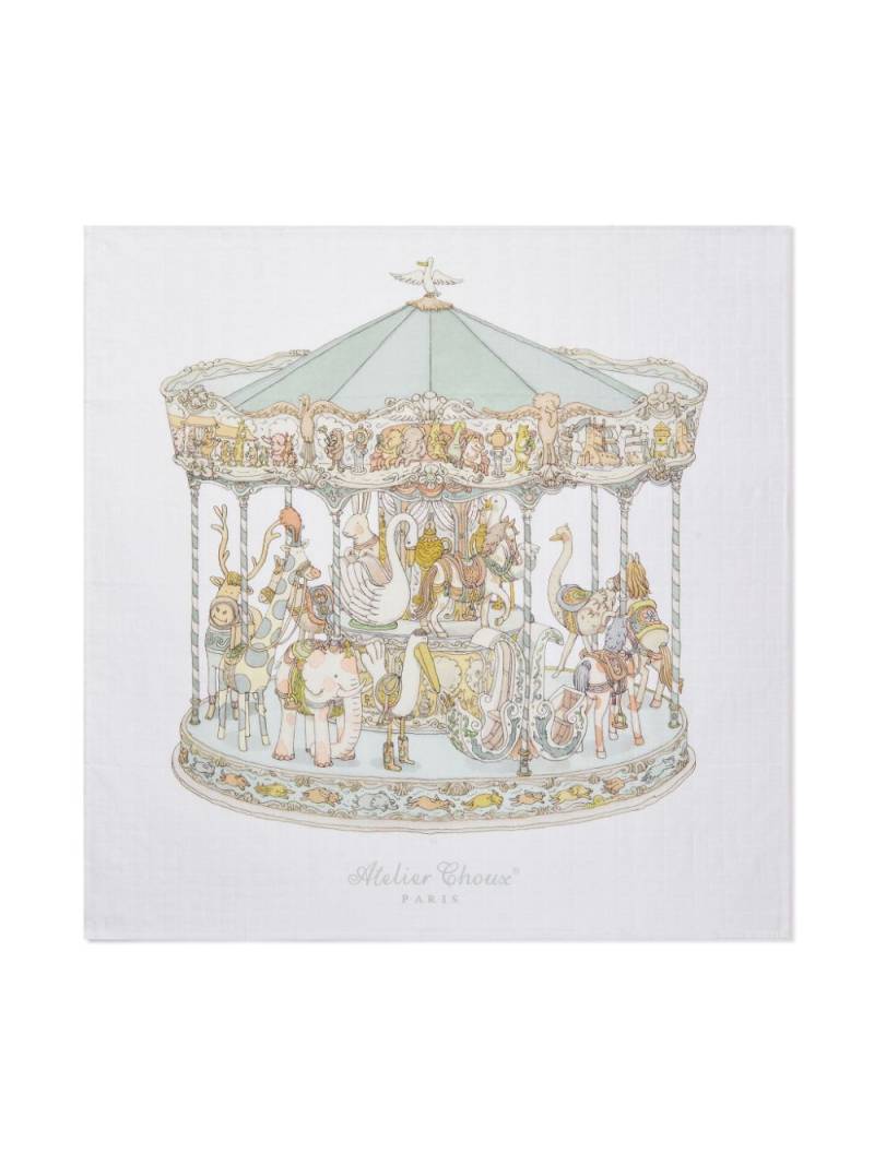 Atelier Choux Carousel-print cotton blanket - White von Atelier Choux