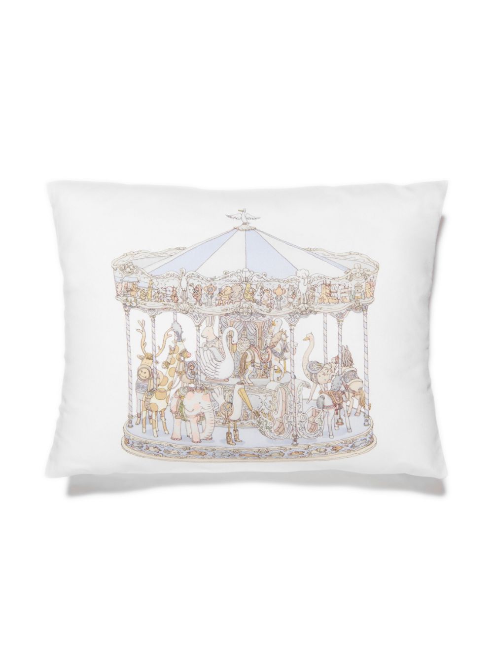 Atelier Choux Carousel-print satin cushion - White von Atelier Choux