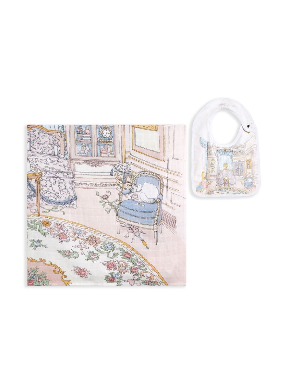 Atelier Choux French Bedroom-print bib - White von Atelier Choux