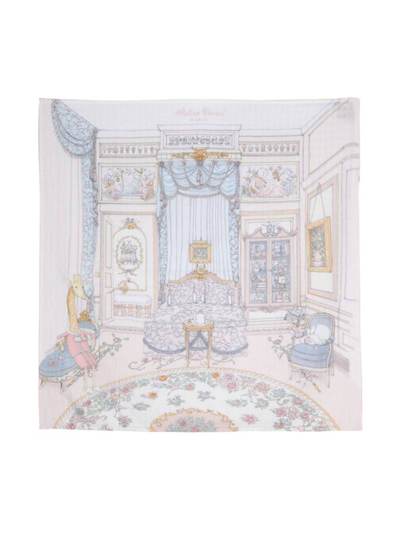 Atelier Choux French Bedroom-print cotton blanket - White von Atelier Choux