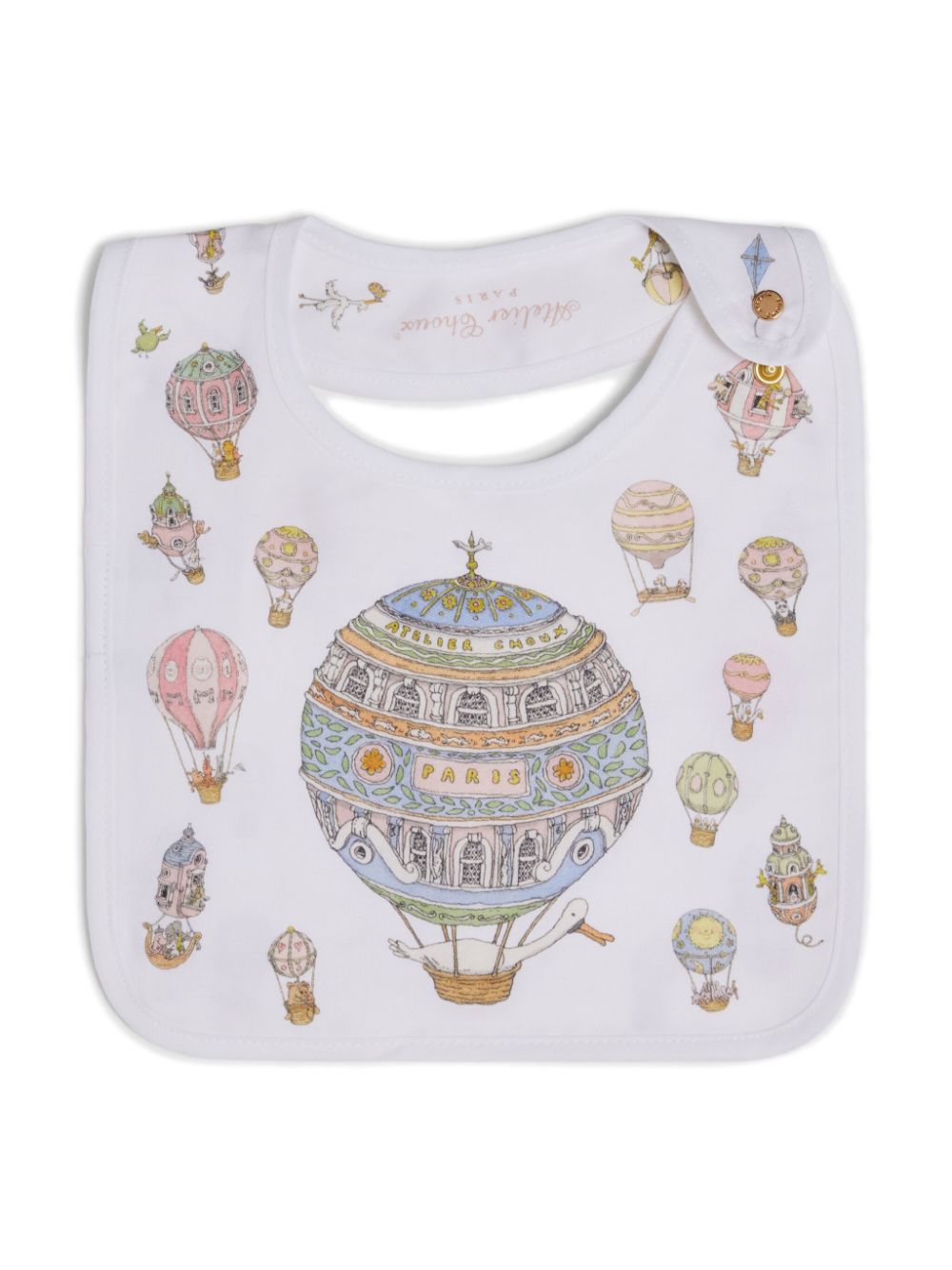 Atelier Choux Hot Air Balloons organic cotton bib - White von Atelier Choux