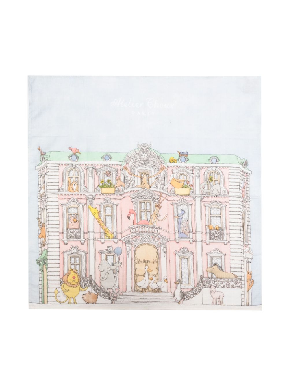 Atelier Choux Monceau Mansion-print blanket (99cm x 95cm) - Blue von Atelier Choux