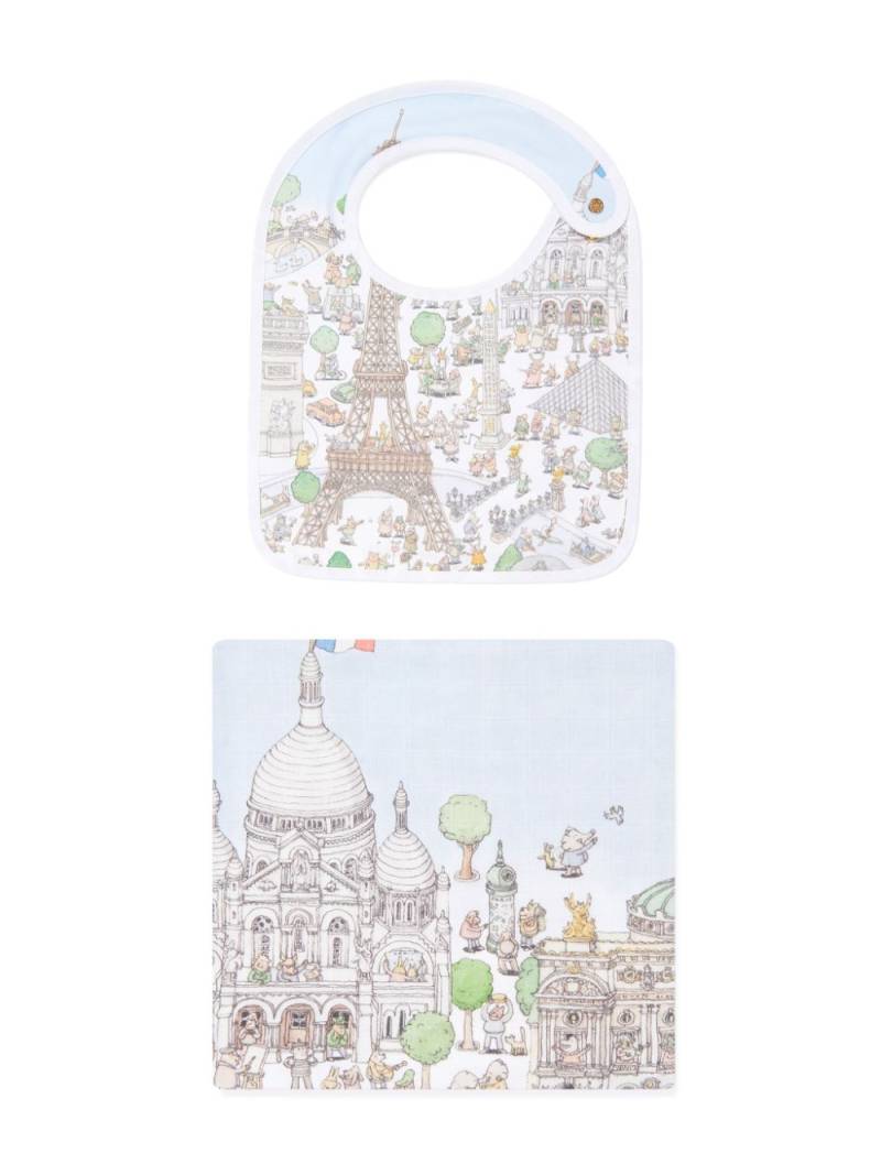 Atelier Choux Paris print bib and blanket set - White von Atelier Choux