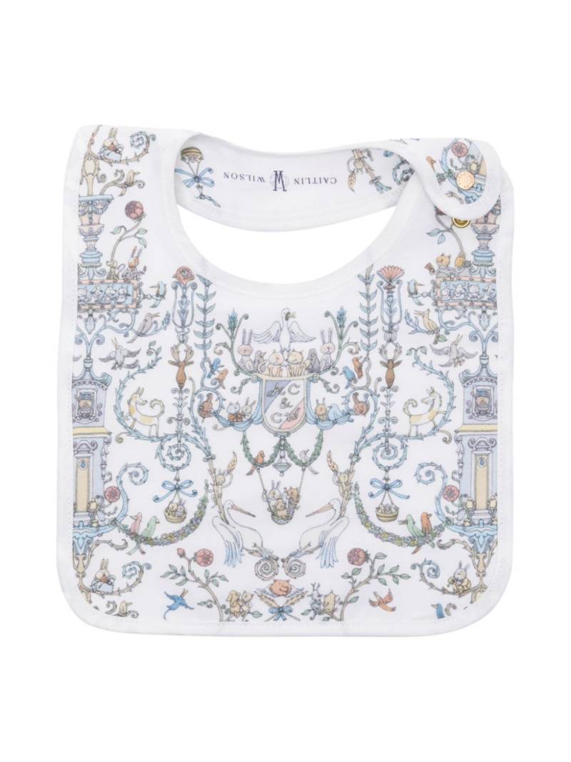 Atelier Choux Toile de Jouy-print satin bib - Blue von Atelier Choux