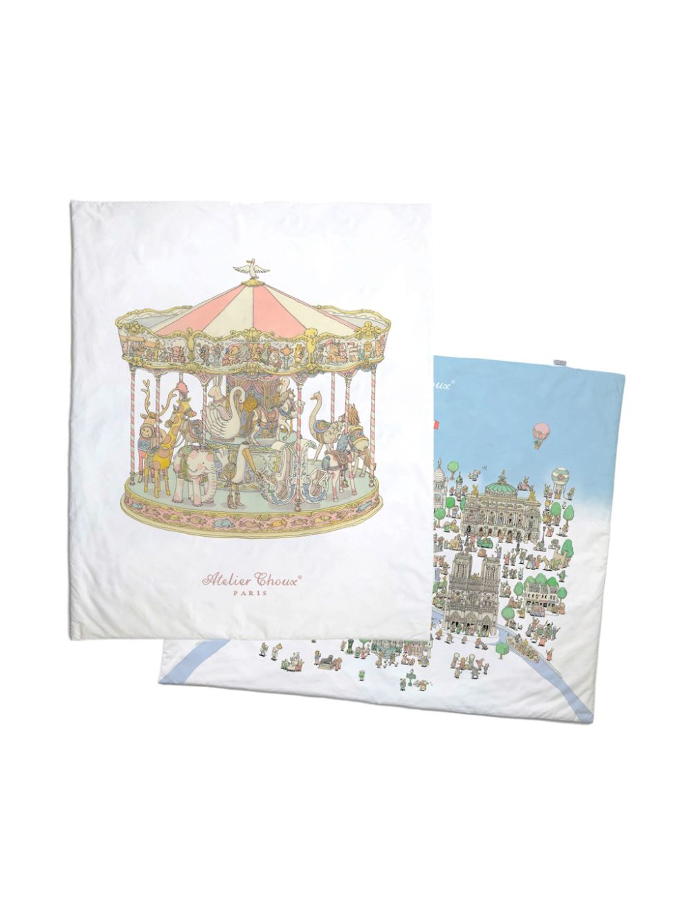 Atelier Choux carousel and Paris print two changing mats set - White von Atelier Choux