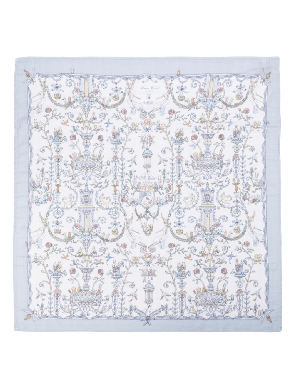 Atelier Choux motif-print organic cotton blanket - Blue von Atelier Choux