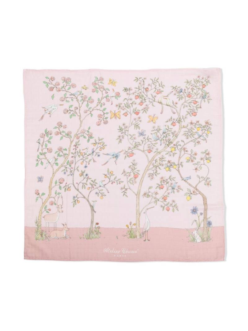 Atelier Choux printed cotton blanket - Pink von Atelier Choux