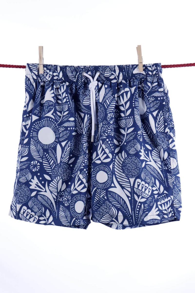 Afrika-badeshorts - Monochromie - Ibiza-modell Herren Blau L von Atelier F&B