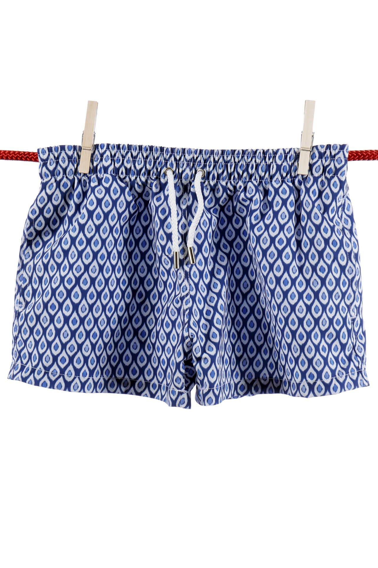 Badeshorts Mit Wassertropfen - Kindermodell Jungen Blau 5-6A von Atelier F&B