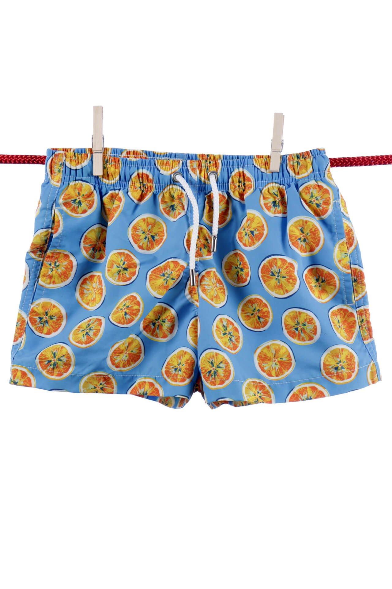 Orangefarbene Badeshorts - Kindermodell Jungen Blau 7-8A