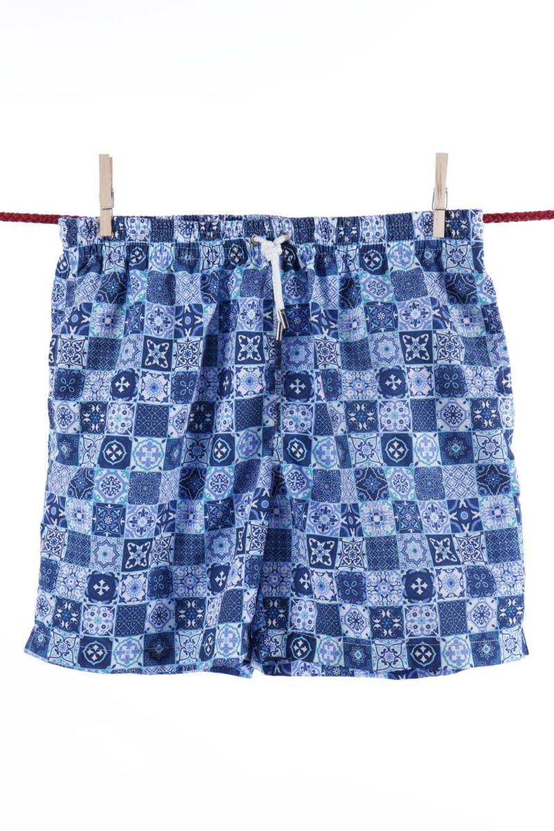 Mosaik-badeshorts - Ibiza-modell Jungen Blau L von Atelier F&B