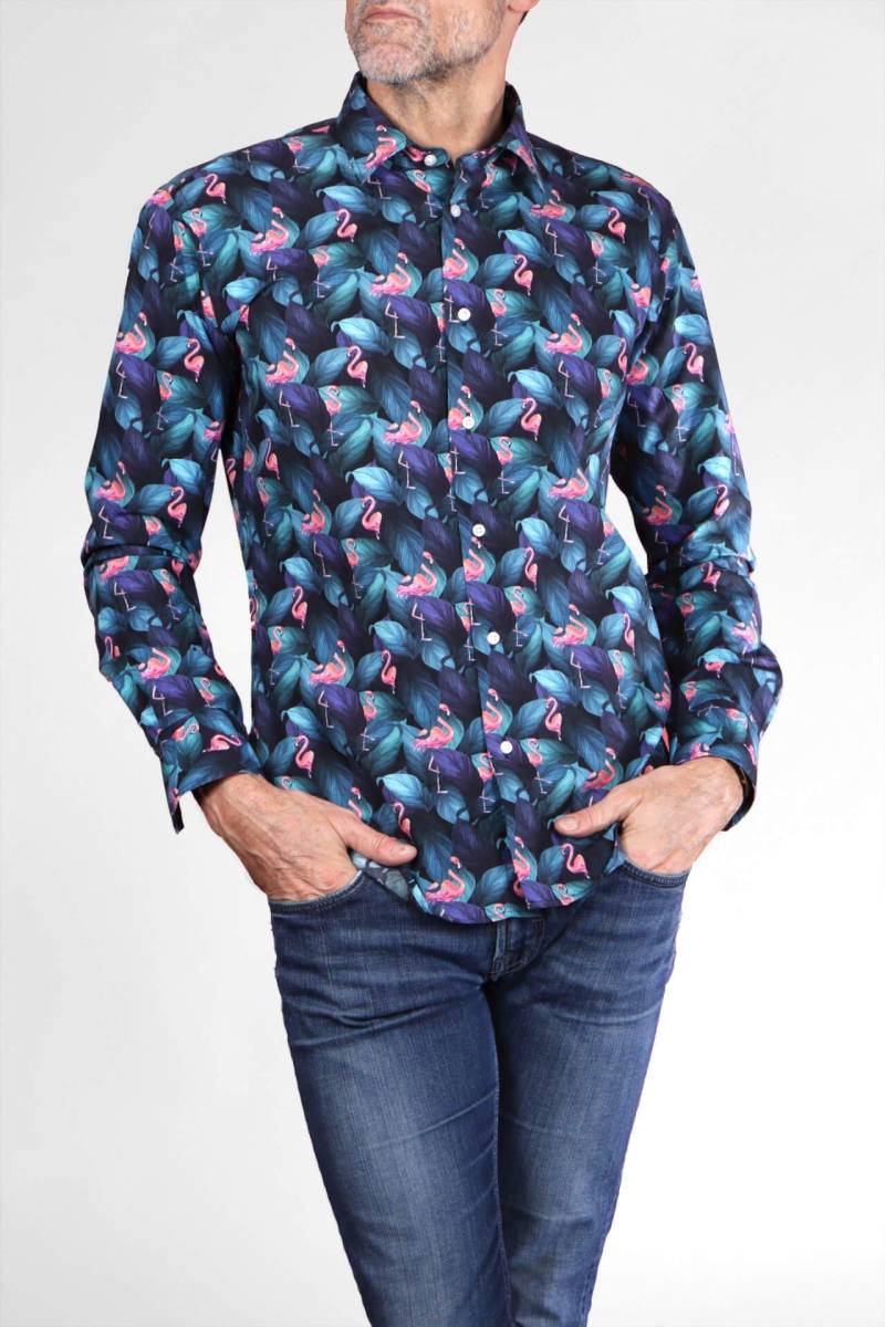 Flamingo-shirt Herren Blau M von Atelier F&B