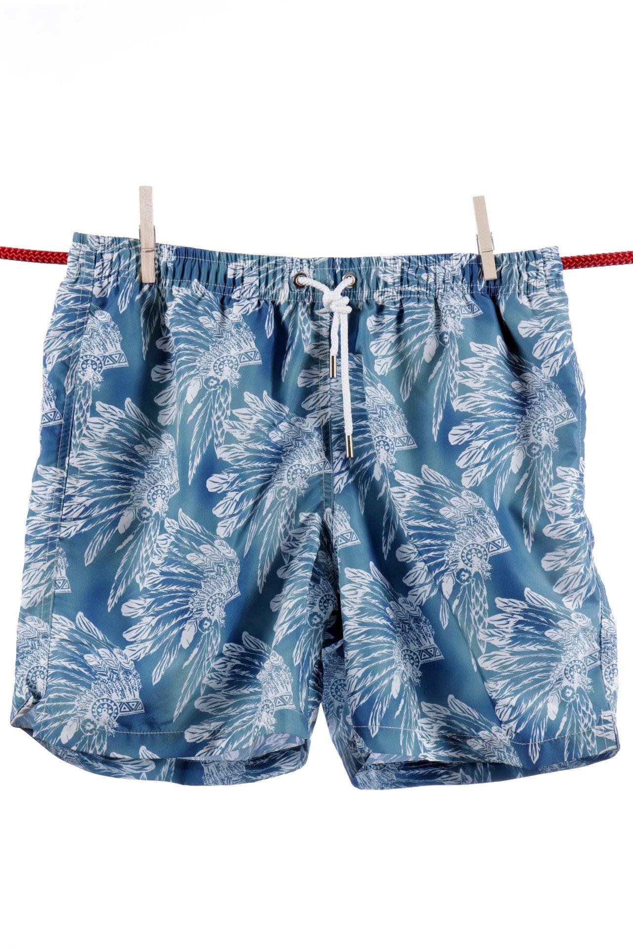 Indian Headdress Badeshorts - Ibiza-modell Herren Blau M von Atelier F&B