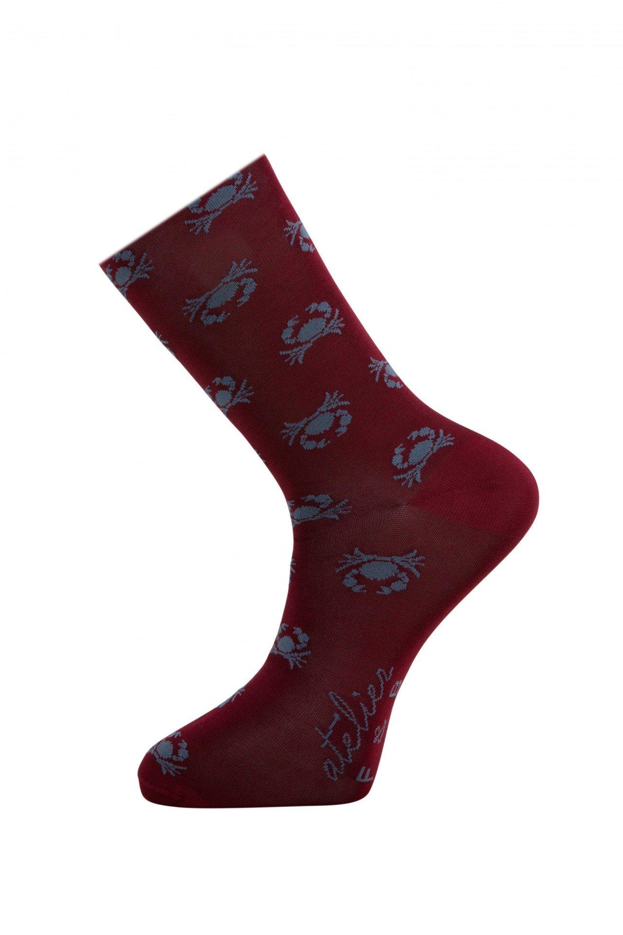 Kleine Krabbensocken Herren Bordeaux ONE SIZE von Atelier F&B