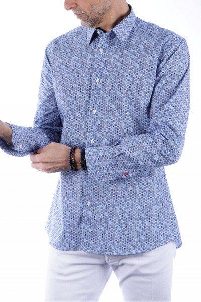 Hemd Mit Geometrischem Print Herren Blau S von Atelier F&B