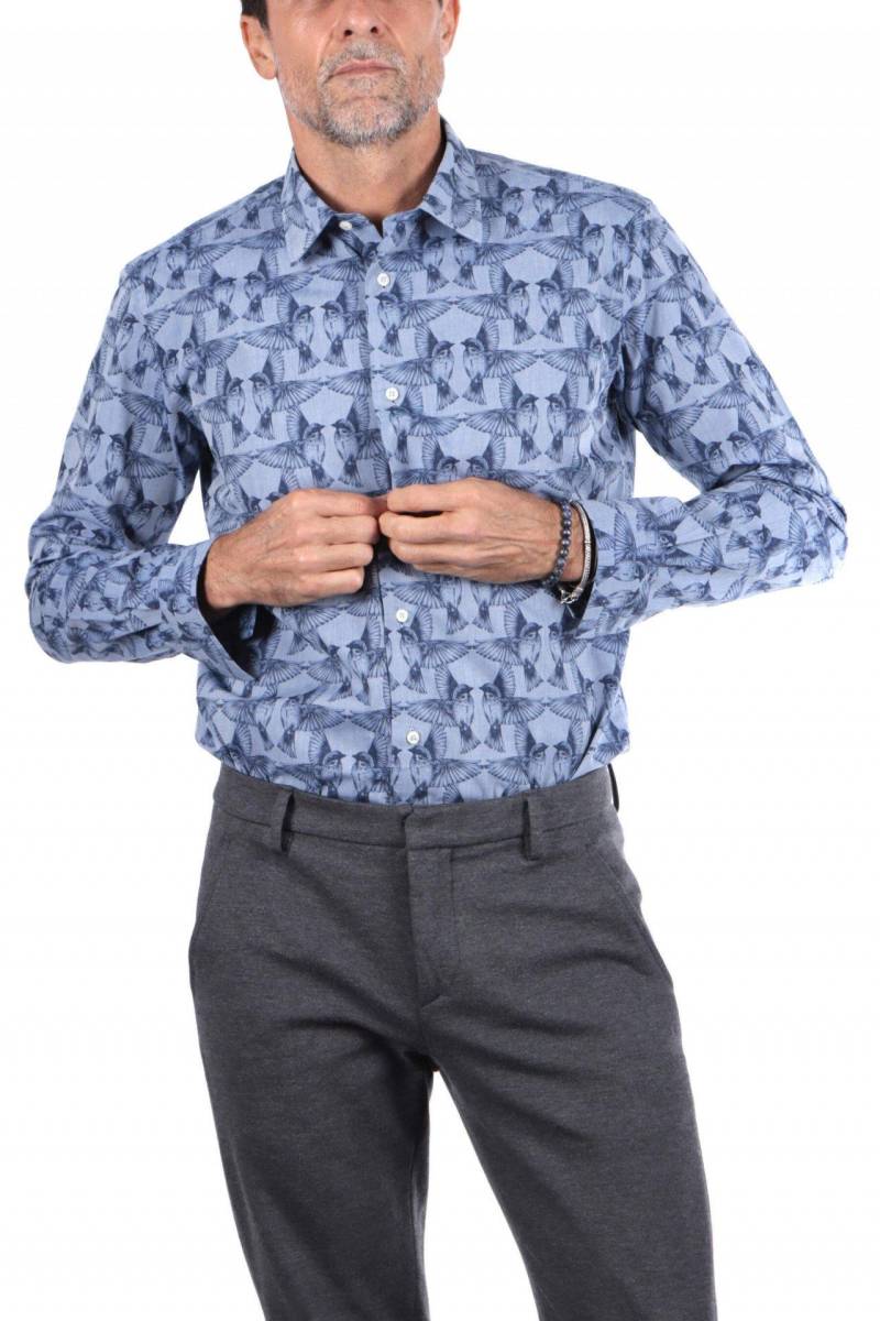 Kolibri-shirt Herren Blau L von Atelier F&B