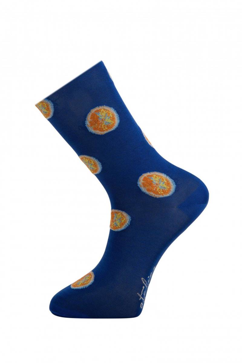 Orange Gemusterte Socken Herren Blau ONE SIZE von Atelier F&B