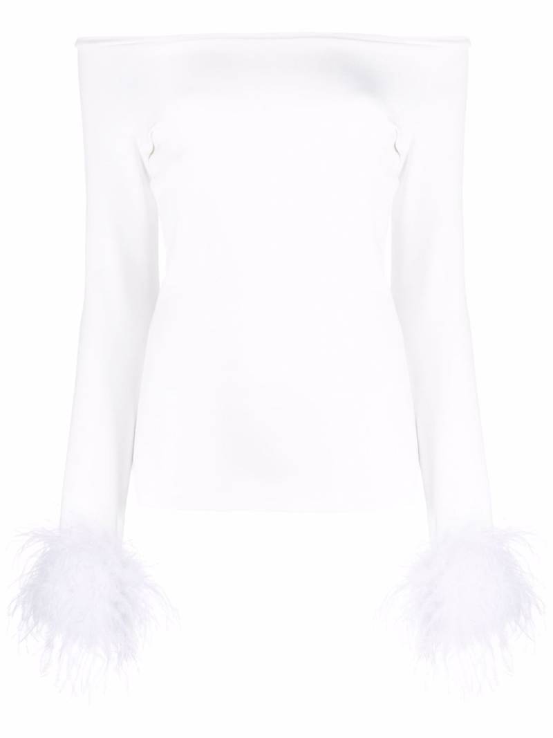 Atu Body Couture feather cuffs off-shoulder top - White von Atu Body Couture