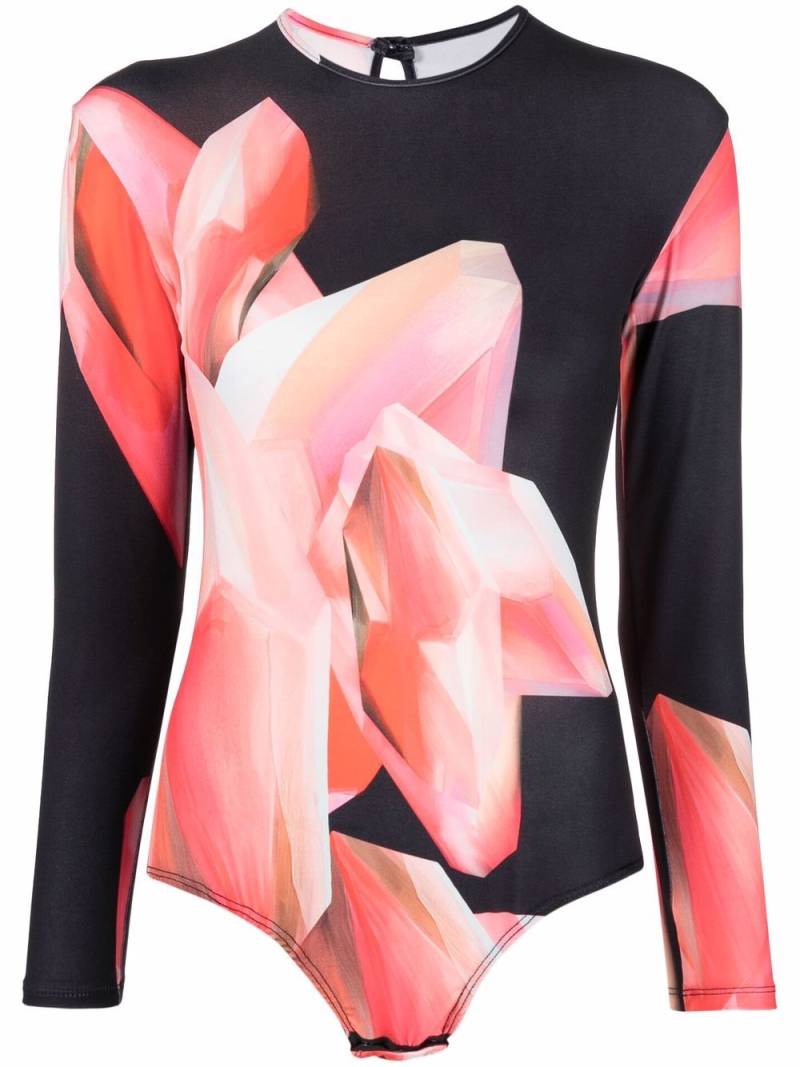 Atu Body Couture x Ioana Ciolacu graphic-print long-sleeve body - Black von Atu Body Couture