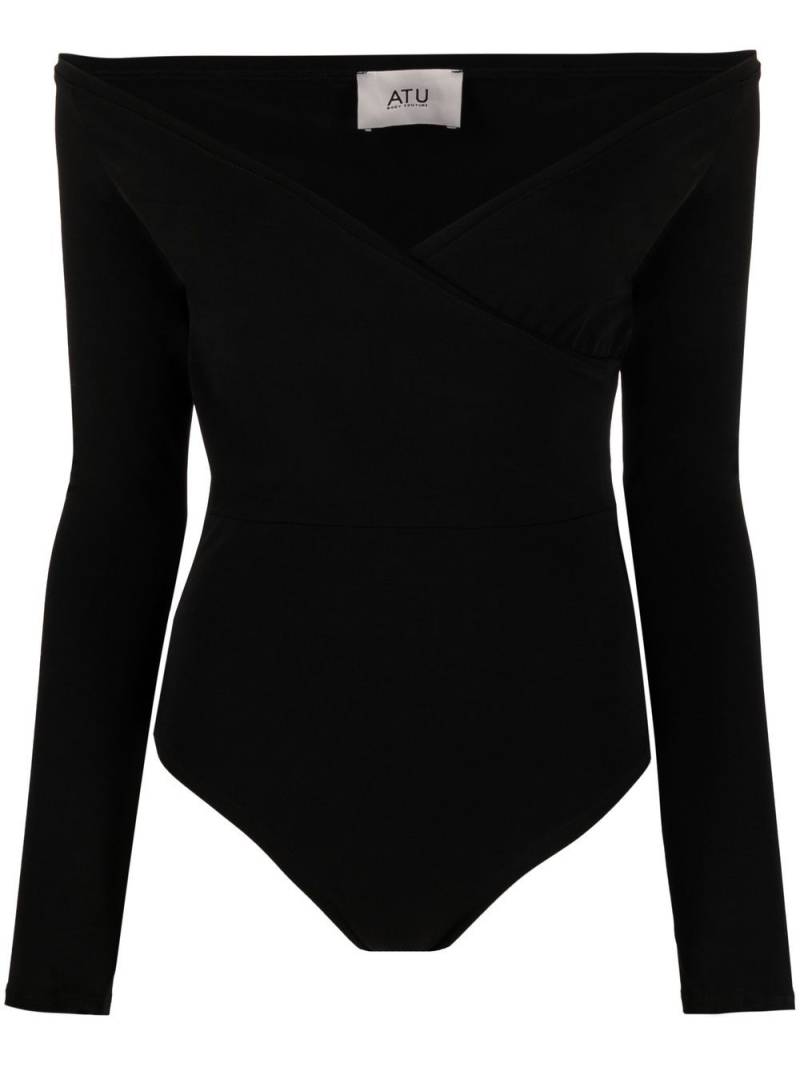 Atu Body Couture off-shoulder V-neck body - Black von Atu Body Couture