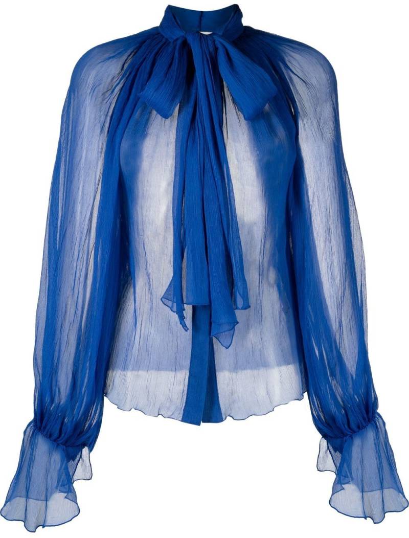 Atu Body Couture pussy-bow silk blouse - Blue von Atu Body Couture