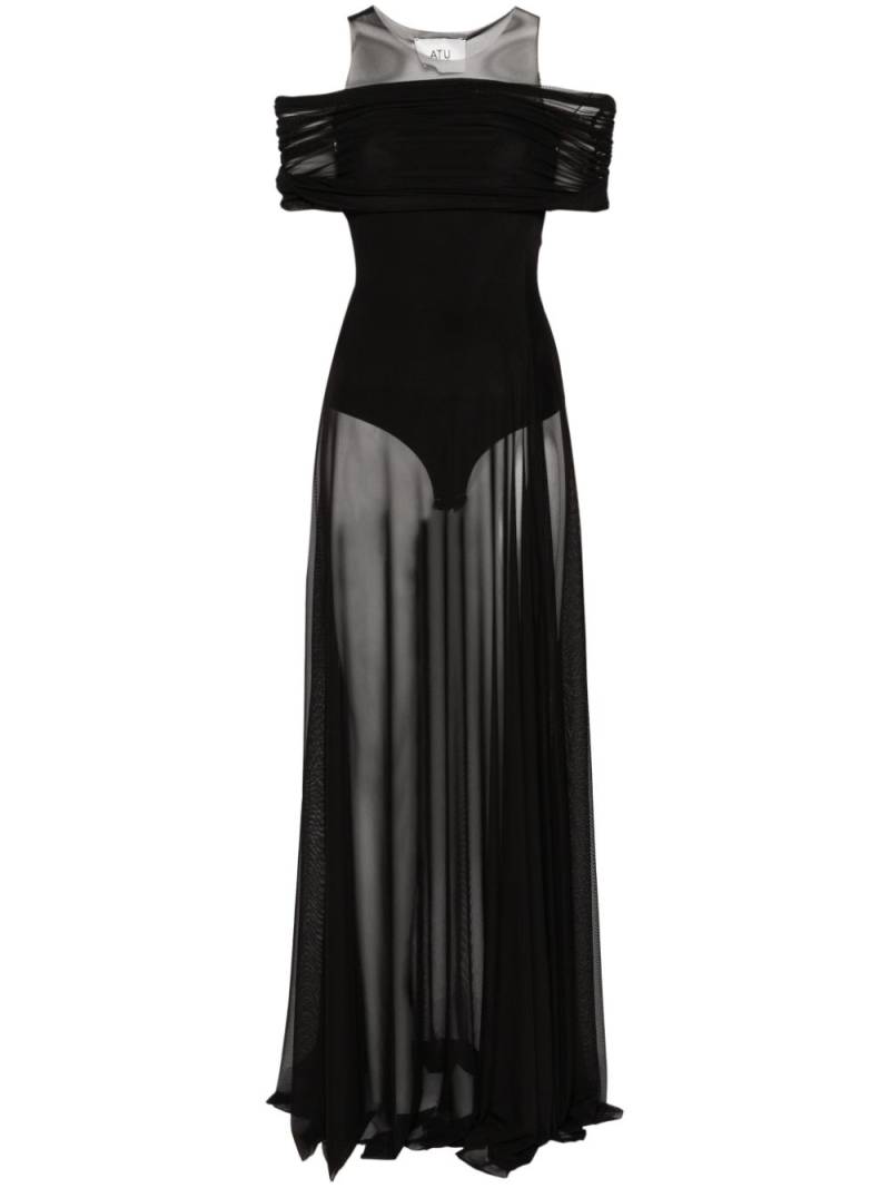 Atu Body Couture round-neck mesh maxi dress - Black von Atu Body Couture