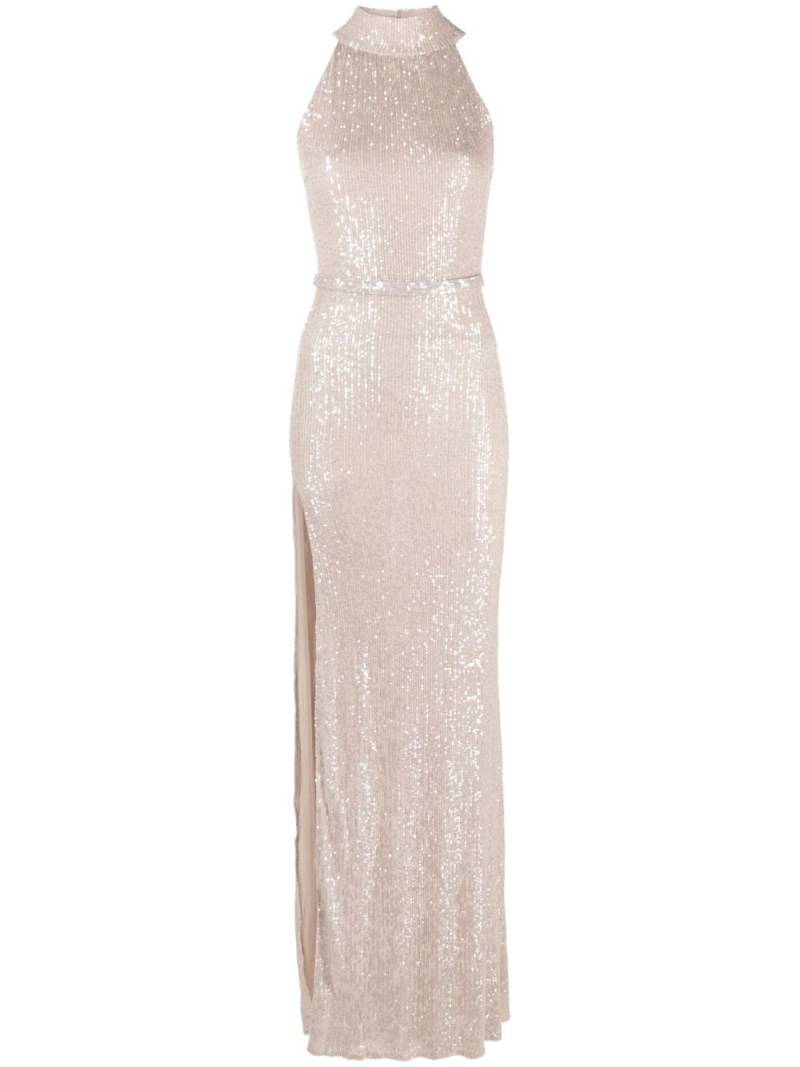 Atu Body Couture sequin-design side-slit gown - Neutrals von Atu Body Couture