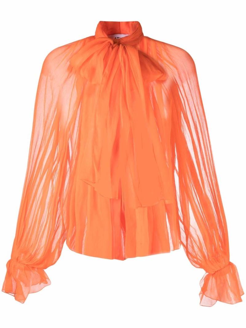 Atu Body Couture sheer pussy-bow silk blouse - Orange von Atu Body Couture