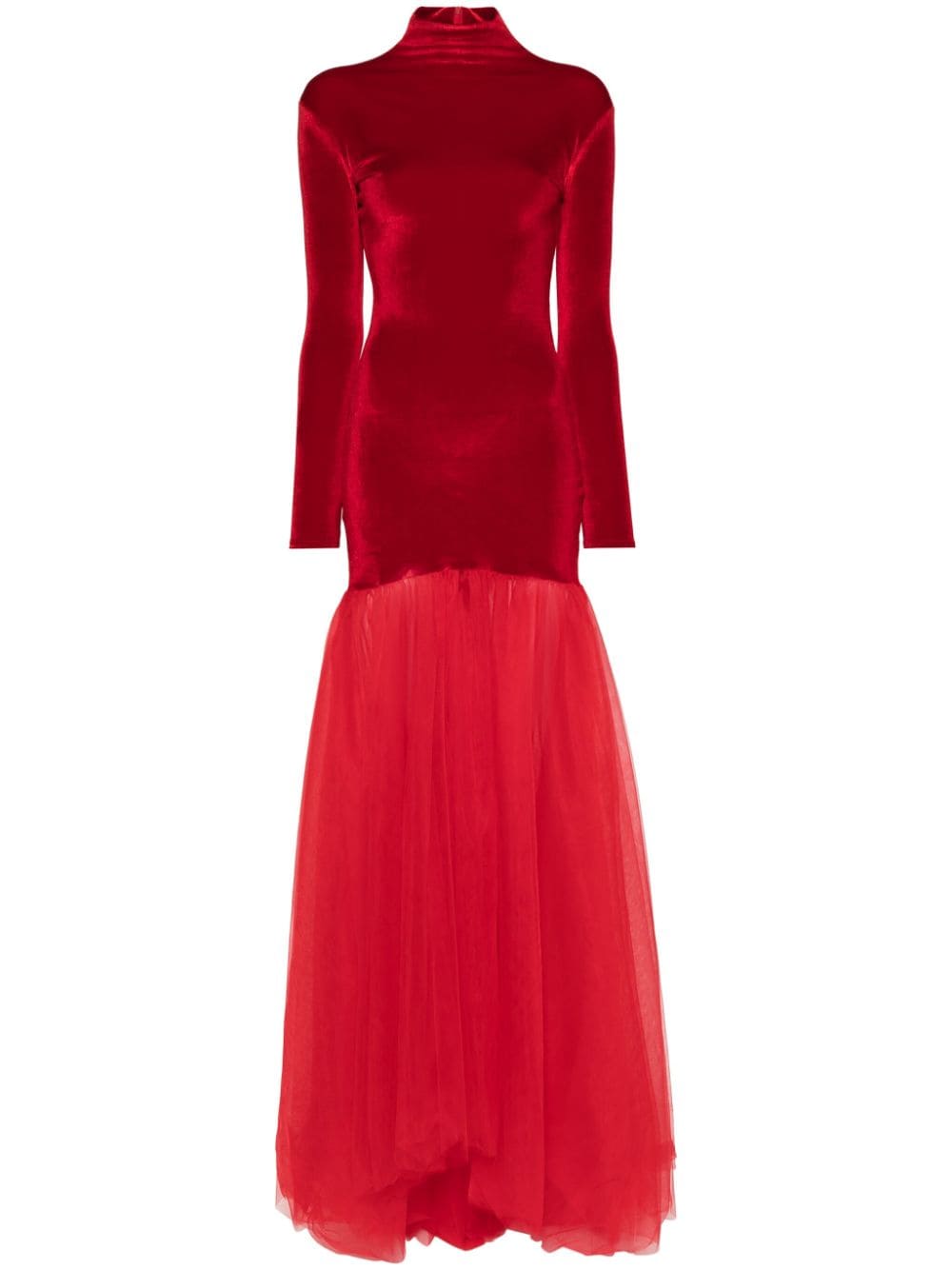 Atu Body Couture tulle-detail velvet gown - Red von Atu Body Couture