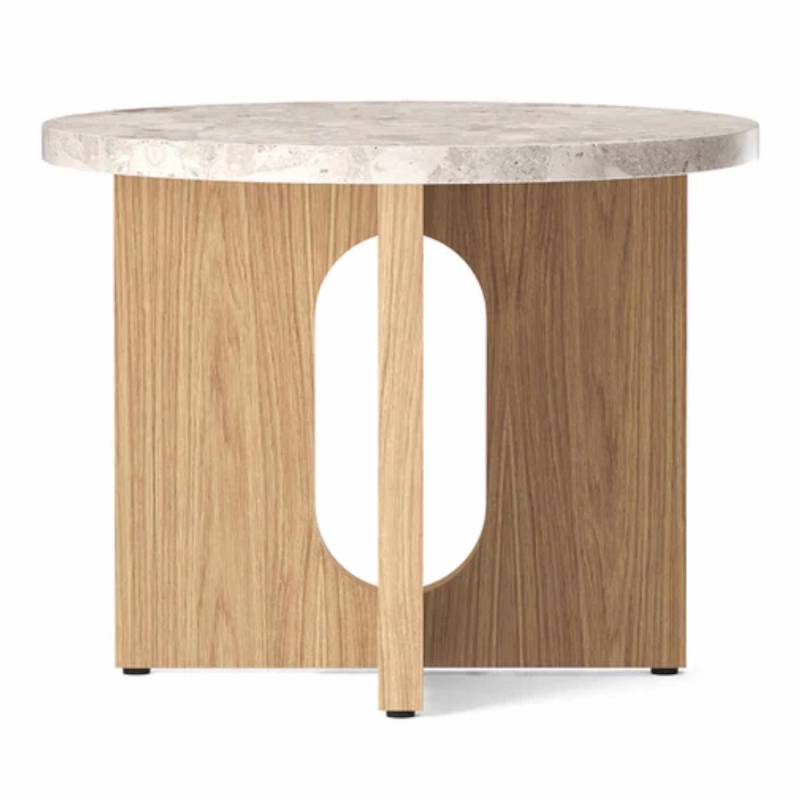 Androgyne Side Table Beistelltisch, Tischplatte kunis breccia, Gestell natural oak von Audo Copenhagen