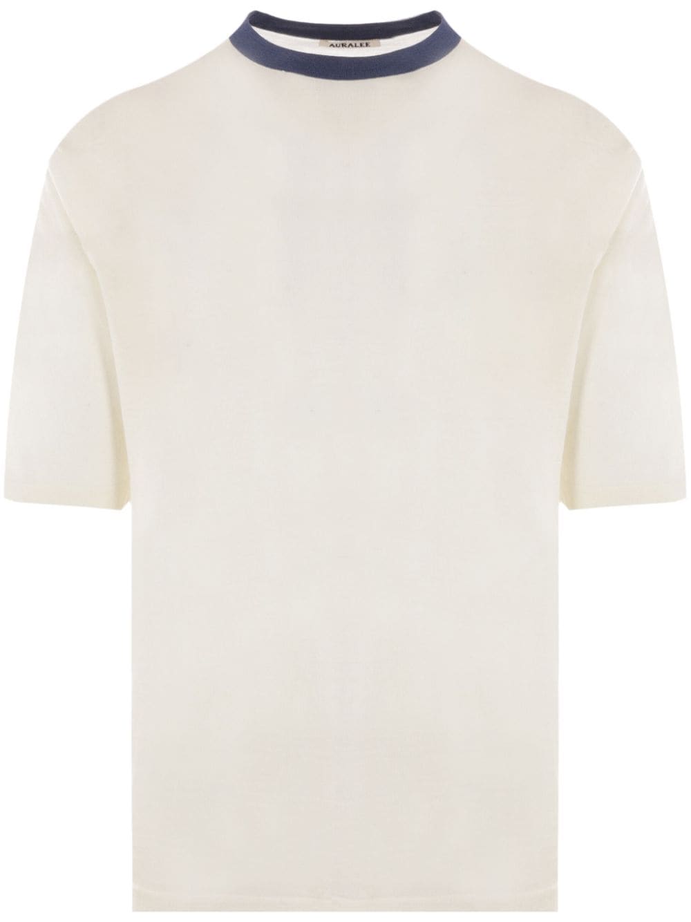 Auralee contrasting-collar short-sleeved T-shirt - Neutrals von Auralee