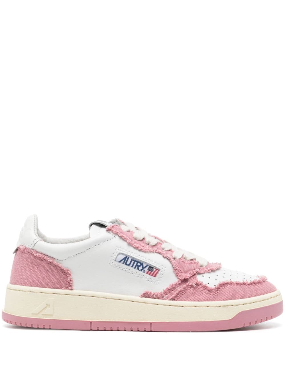Autry Medalist frayed-trim leather sneakers - Pink von Autry