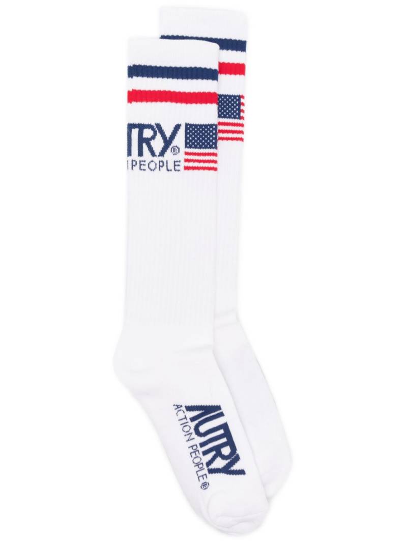 Autry intarsia-knit ribbed socks - White von Autry