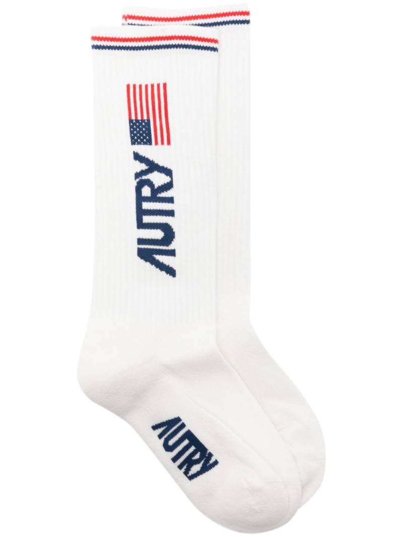 Autry intarsia-logo knitted socks - Neutrals von Autry