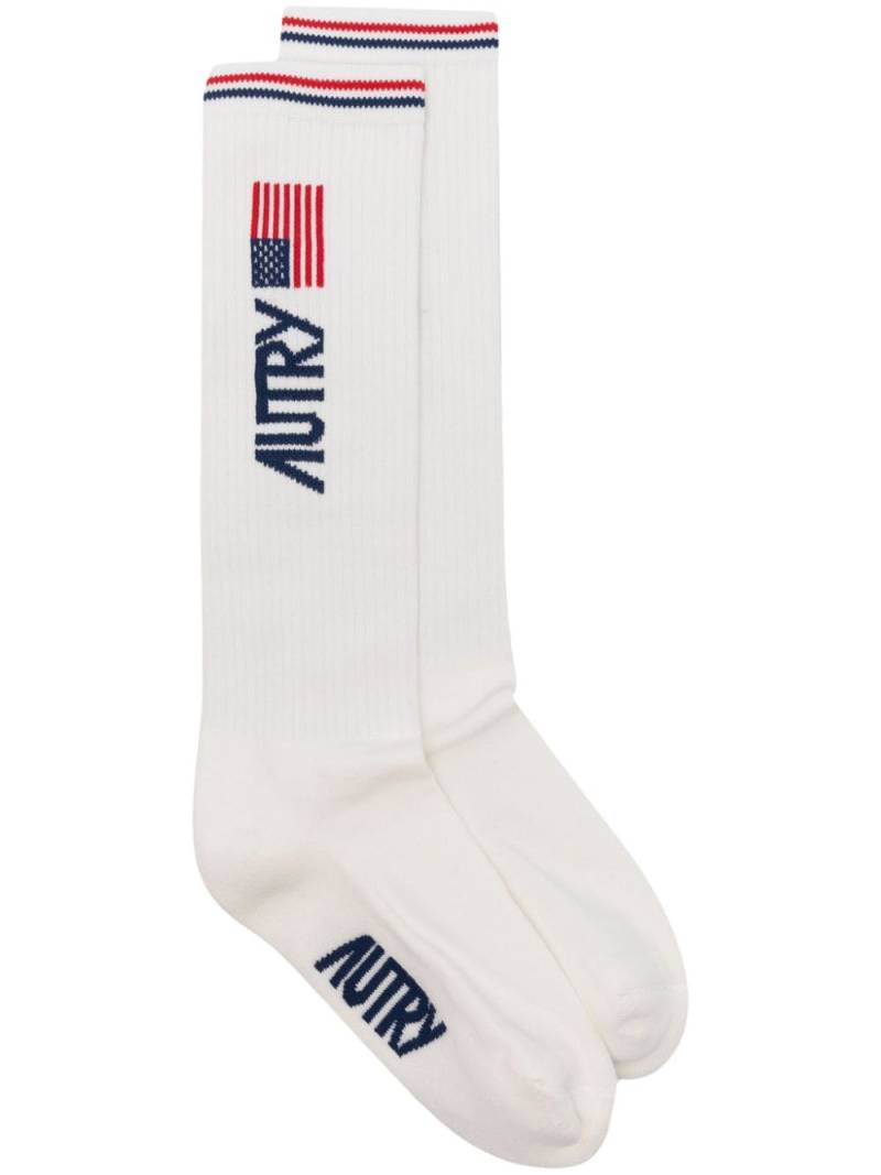 Autry logo-intarsia mid-calf socks - White von Autry