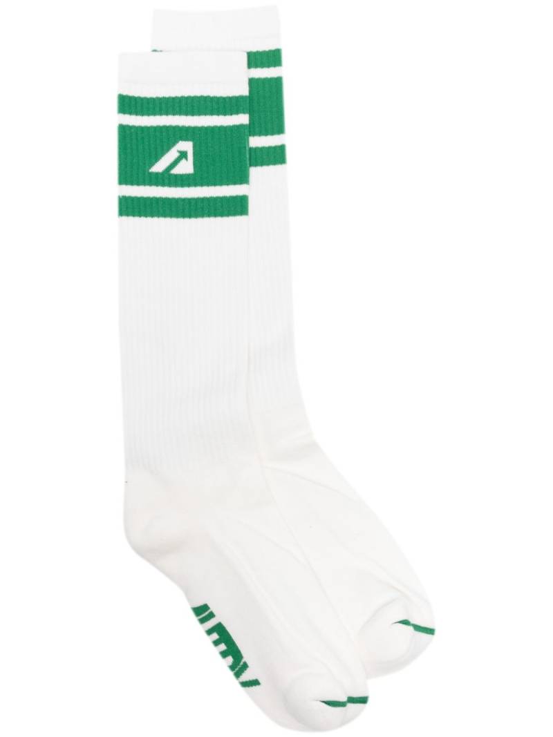 Autry logo-intarsia ribbed socks - White von Autry