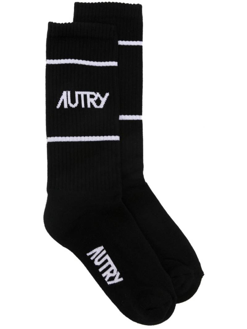 Autry logo-intarsia striped socks - Black von Autry