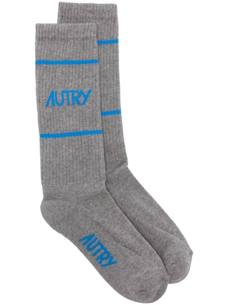 Autry logo-intarsia striped socks - Grey von Autry