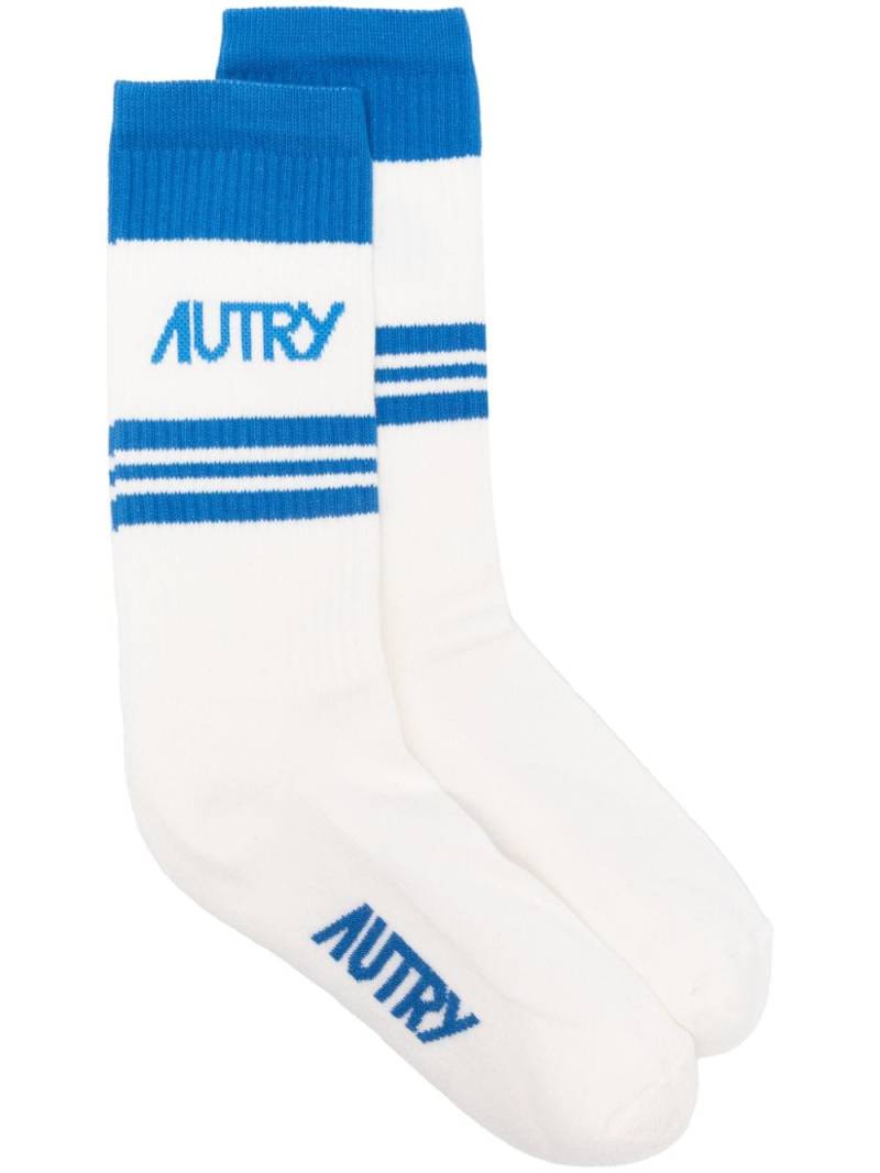 Autry logo-intarsia striped socks - White von Autry