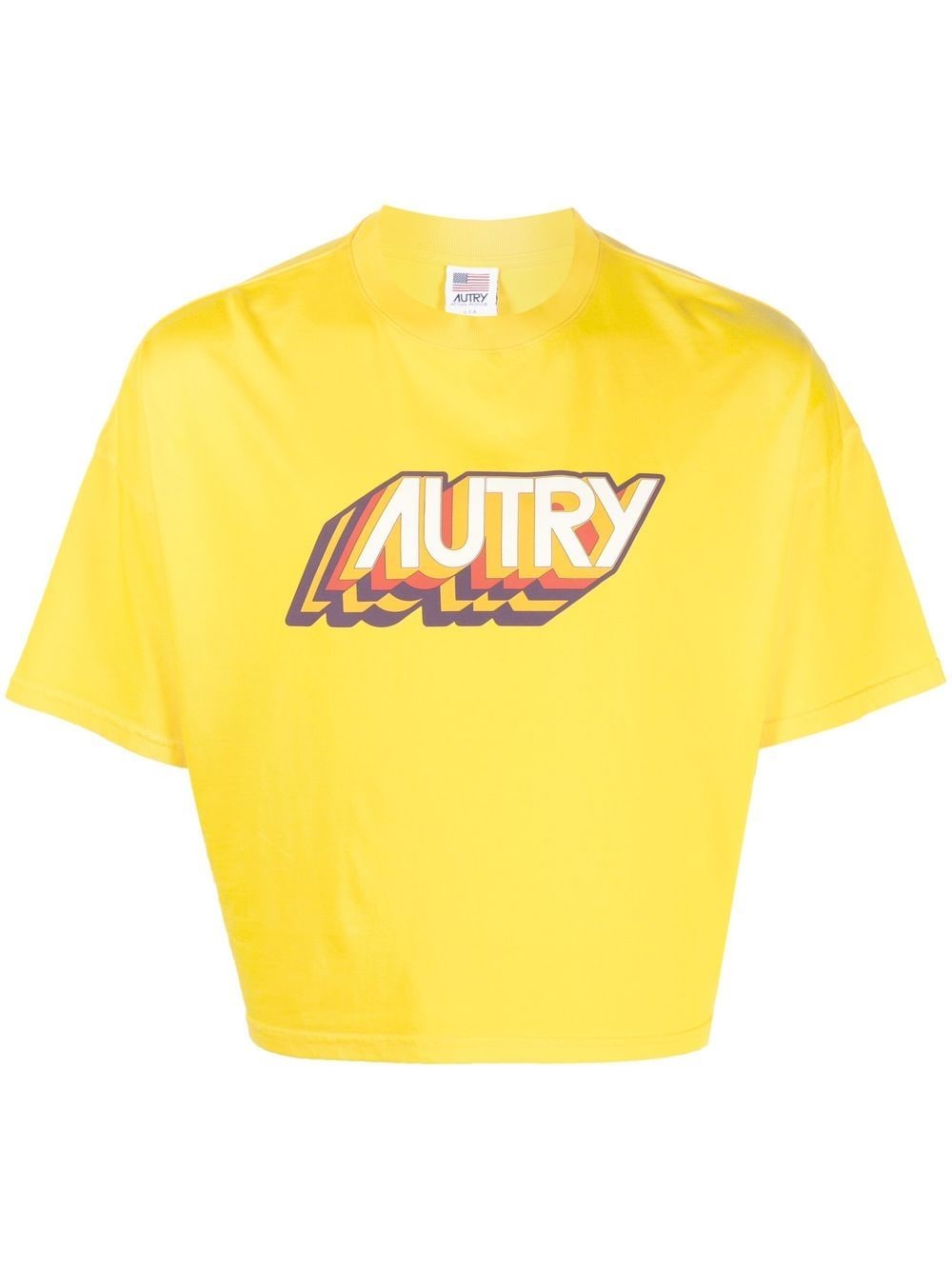 Autry logo-print cropped T-shirt - Yellow von Autry
