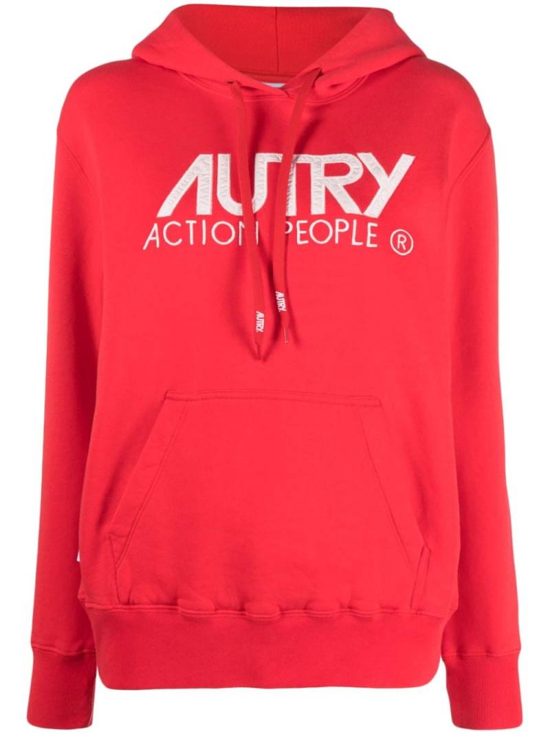 Autry logo-print cotton hoodie - Red von Autry