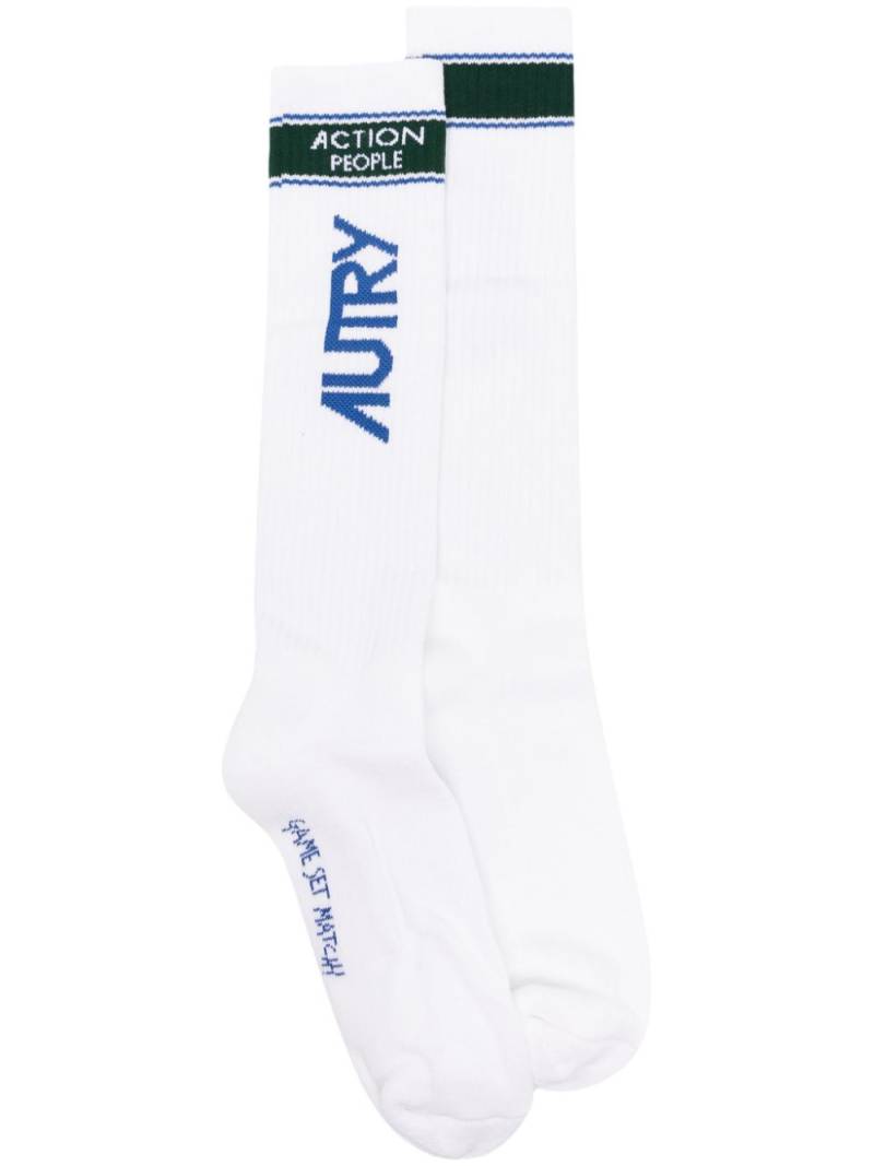 Autry logo-print ribbed socks - White von Autry