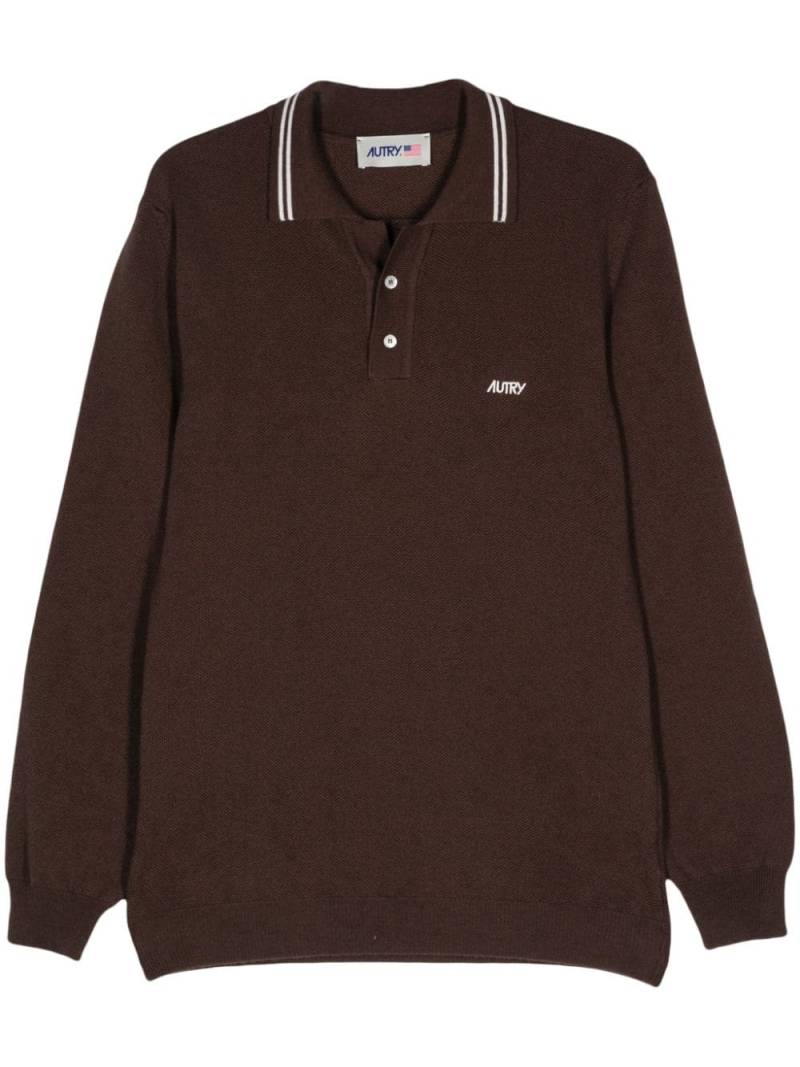 Autry ribbed-knit polo shirt - Brown von Autry