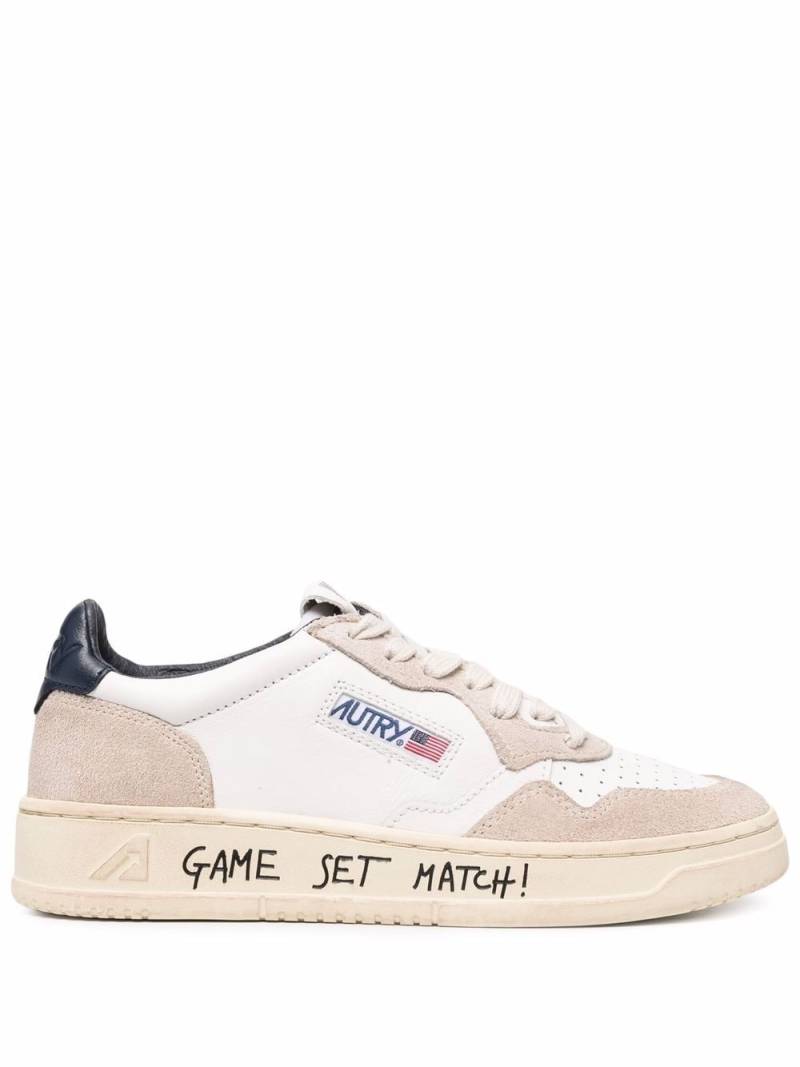 Autry suede-panel lace-up leather sneakers - White von Autry