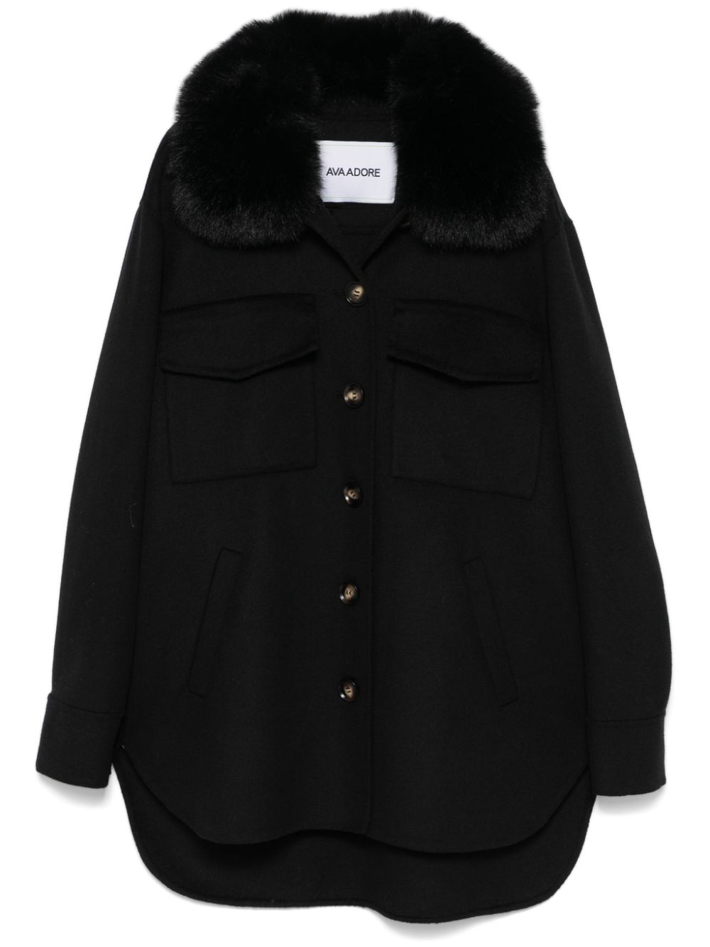 Ava Adore faux fur-collar coat - Black von Ava Adore